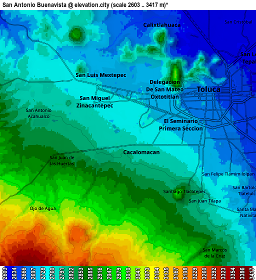 Zoom OUT 2x San Antonio Buenavista, Mexico elevation map