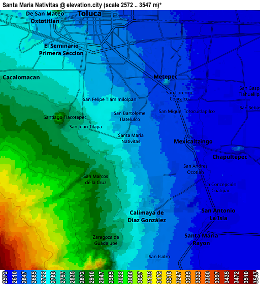 Zoom OUT 2x Santa María Nativitas, Mexico elevation map