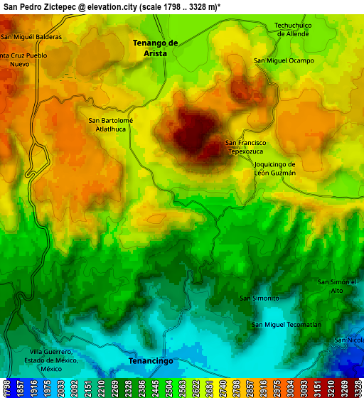 Zoom OUT 2x San Pedro Zictepec, Mexico elevation map