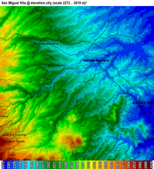 Zoom OUT 2x San Miguel Hila, Mexico elevation map