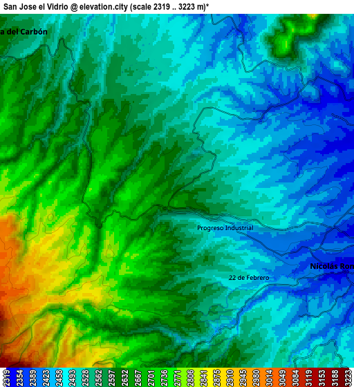 Zoom OUT 2x San José el Vidrio, Mexico elevation map