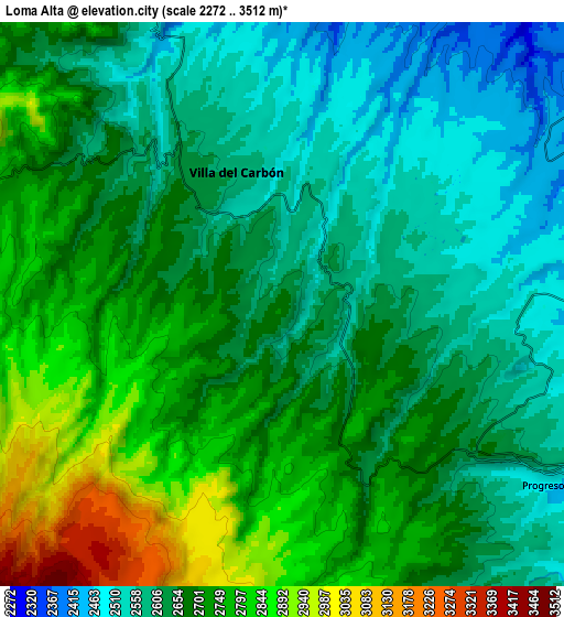 Zoom OUT 2x Loma Alta, Mexico elevation map