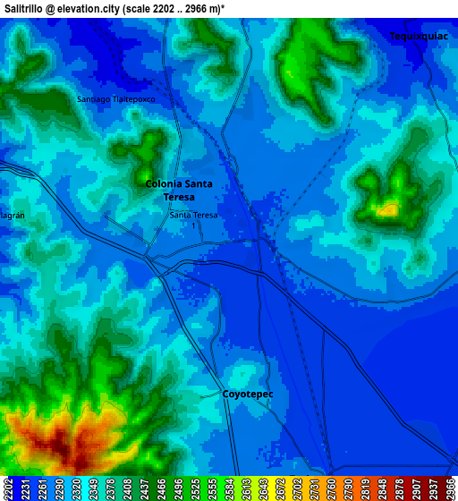 Zoom OUT 2x Salitrillo, Mexico elevation map