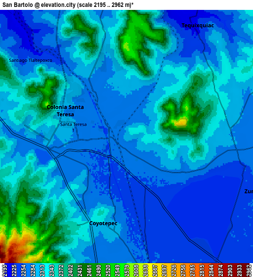 Zoom OUT 2x San Bartolo, Mexico elevation map