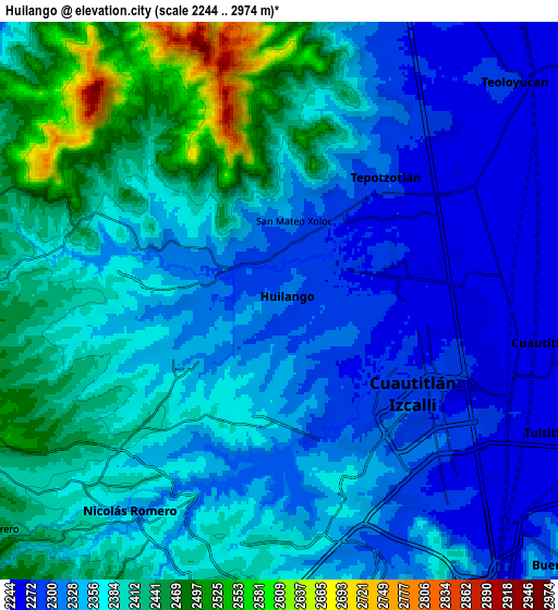 Zoom OUT 2x Huilango, Mexico elevation map