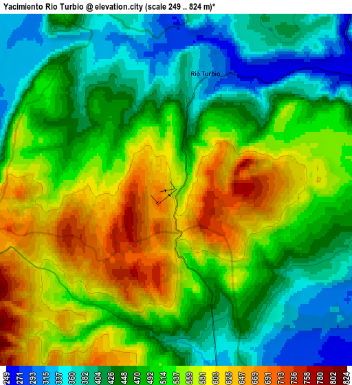 Zoom OUT 2x Yacimiento Río Turbio, Argentina elevation map