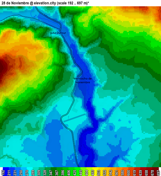 Zoom OUT 2x 28 de Noviembre, Argentina elevation map