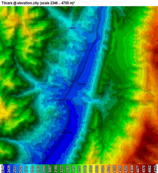 Zoom OUT 2x Tilcara, Argentina elevation map