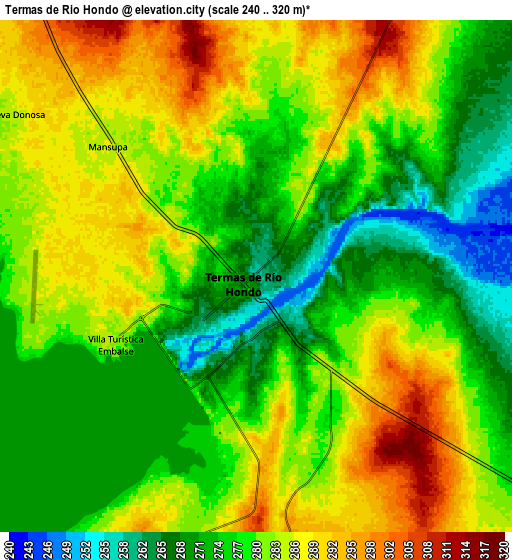 Zoom OUT 2x Termas de Río Hondo, Argentina elevation map