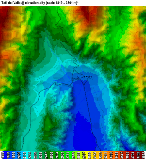 Zoom OUT 2x Tafí del Valle, Argentina elevation map