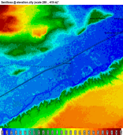 Zoom OUT 2x Senillosa, Argentina elevation map