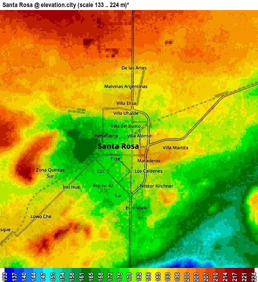 Zoom OUT 2x Santa Rosa, Argentina elevation map