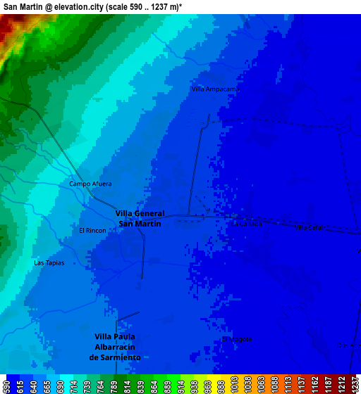 Zoom OUT 2x San Martín, Argentina elevation map