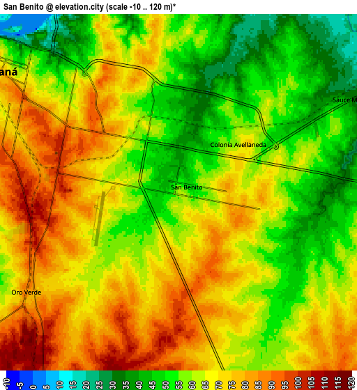 Zoom OUT 2x San Benito, Argentina elevation map