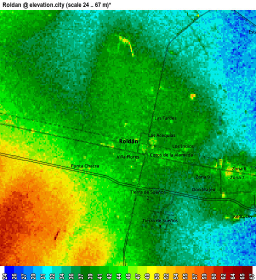 Zoom OUT 2x Roldán, Argentina elevation map