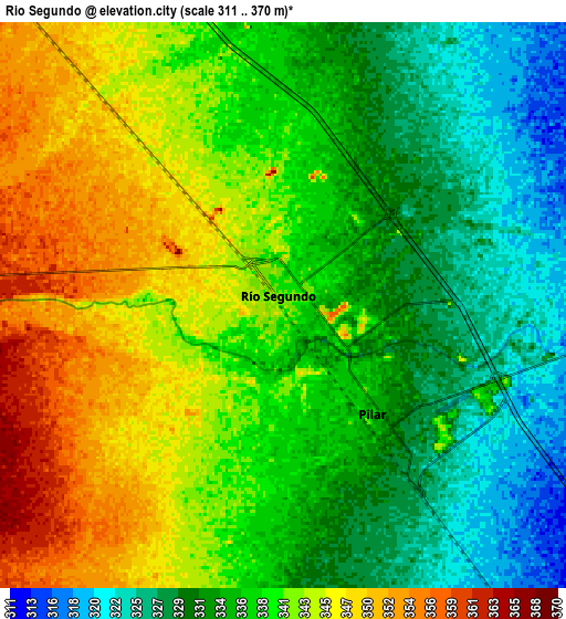 Zoom OUT 2x Río Segundo, Argentina elevation map