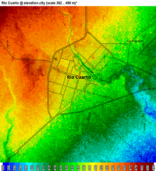 Zoom OUT 2x Río Cuarto, Argentina elevation map