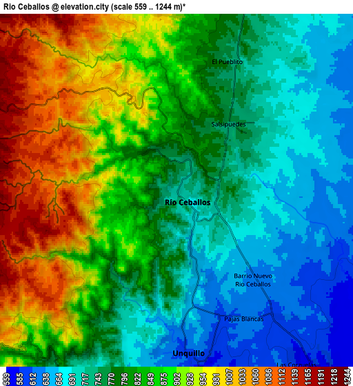 Zoom OUT 2x Río Ceballos, Argentina elevation map