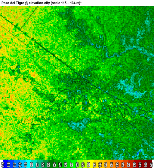 Zoom OUT 2x Pozo del Tigre, Argentina elevation map
