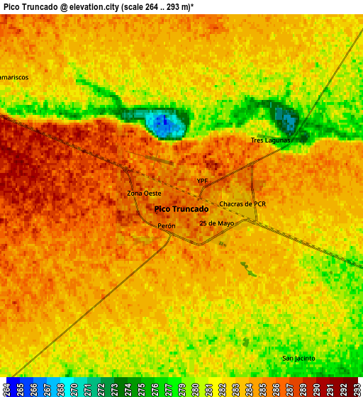 Zoom OUT 2x Pico Truncado, Argentina elevation map