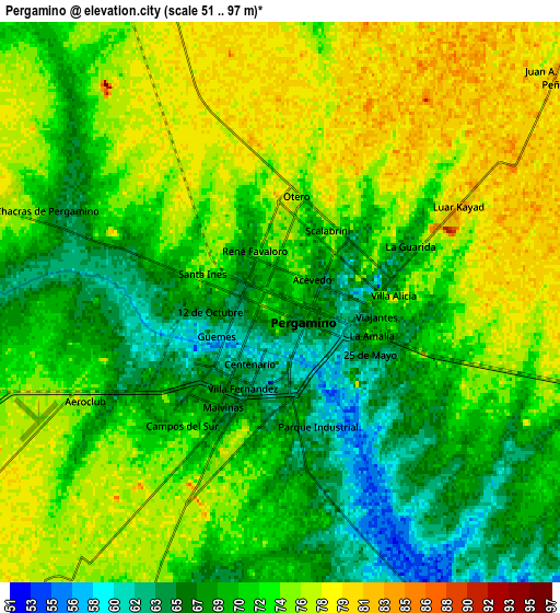 Zoom OUT 2x Pergamino, Argentina elevation map