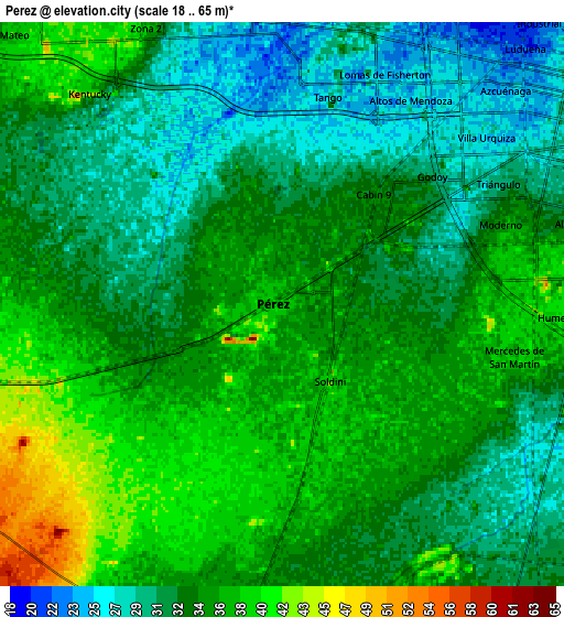 Zoom OUT 2x Pérez, Argentina elevation map