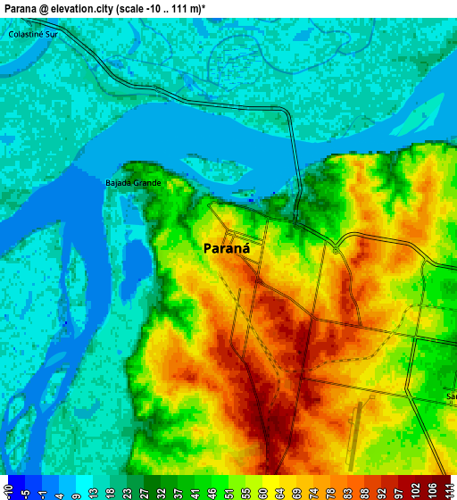 Zoom OUT 2x Paraná, Argentina elevation map