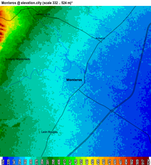 Zoom OUT 2x Monteros, Argentina elevation map