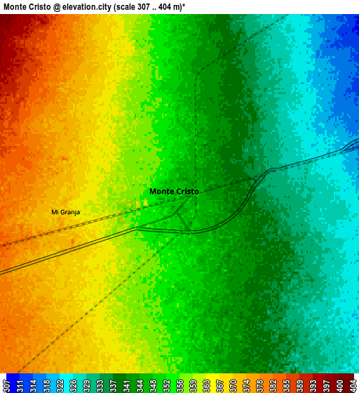 Zoom OUT 2x Monte Cristo, Argentina elevation map