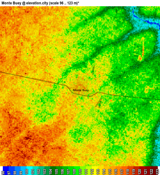 Zoom OUT 2x Monte Buey, Argentina elevation map
