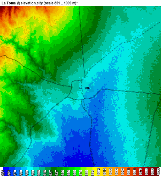 Zoom OUT 2x La Toma, Argentina elevation map