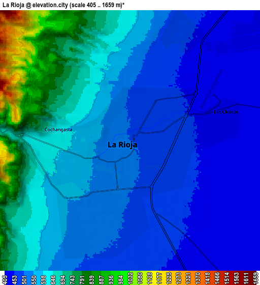 Zoom OUT 2x La Rioja, Argentina elevation map