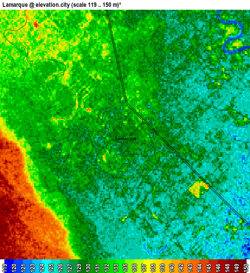 Zoom OUT 2x Lamarque, Argentina elevation map