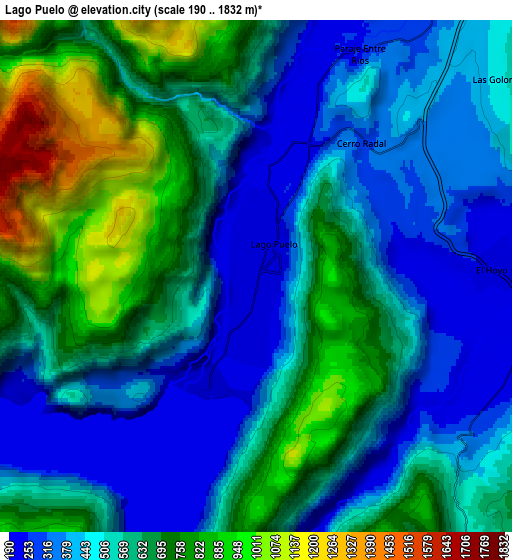 Zoom OUT 2x Lago Puelo, Argentina elevation map