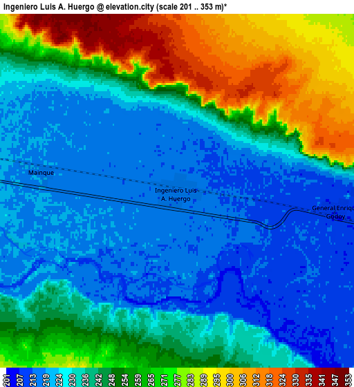 Zoom OUT 2x Ingeniero Luis A. Huergo, Argentina elevation map