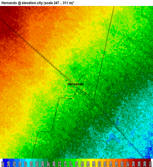 Zoom OUT 2x Hernando, Argentina elevation map