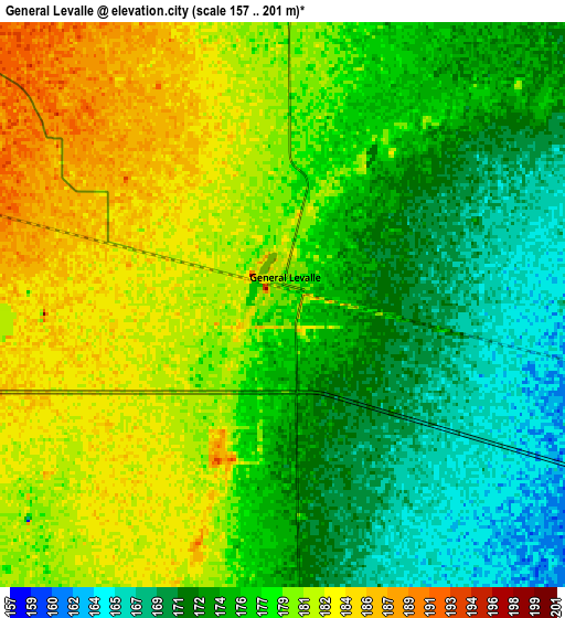 Zoom OUT 2x General Levalle, Argentina elevation map