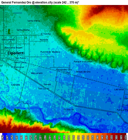 Zoom OUT 2x General Fernández Oro, Argentina elevation map