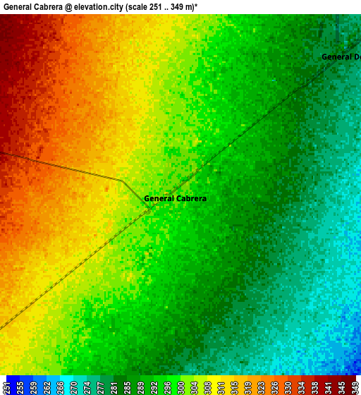 Zoom OUT 2x General Cabrera, Argentina elevation map