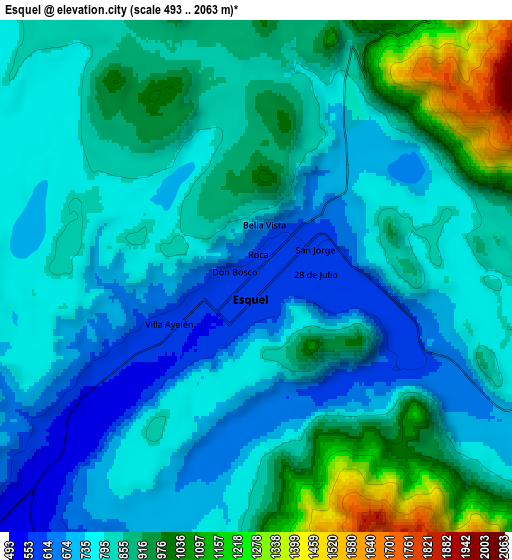 Zoom OUT 2x Esquel, Argentina elevation map