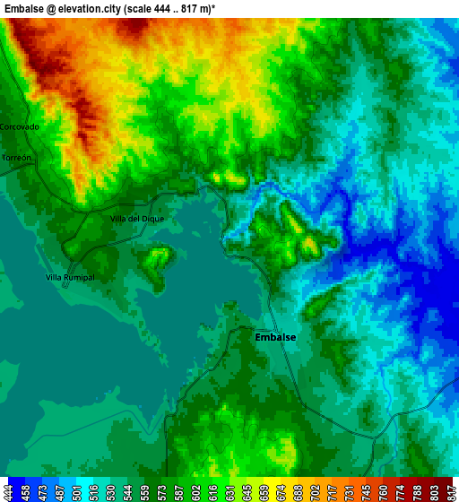 Zoom OUT 2x Embalse, Argentina elevation map