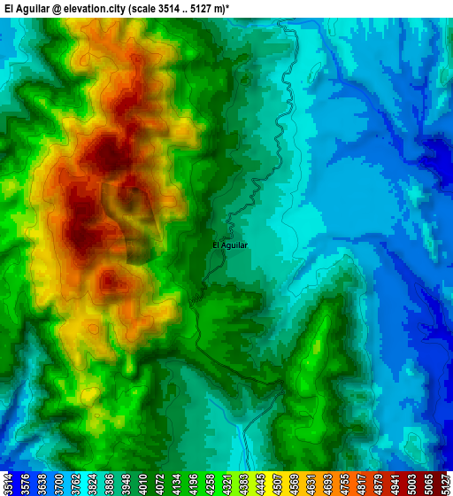 Zoom OUT 2x El Aguilar, Argentina elevation map