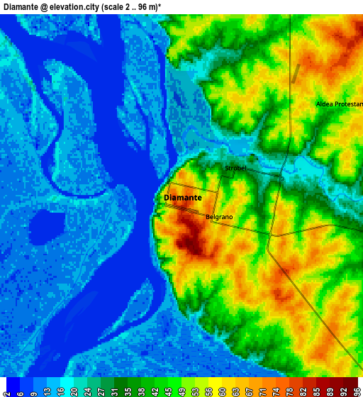 Zoom OUT 2x Diamante, Argentina elevation map
