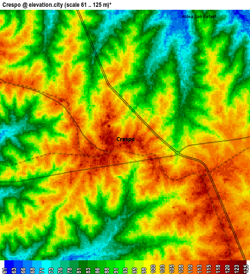 Zoom OUT 2x Crespo, Argentina elevation map