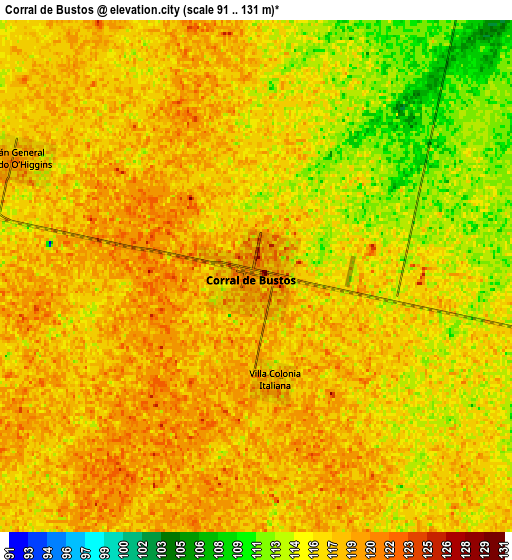 Zoom OUT 2x Corral de Bustos, Argentina elevation map