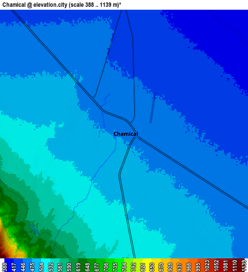 Zoom OUT 2x Chamical, Argentina elevation map