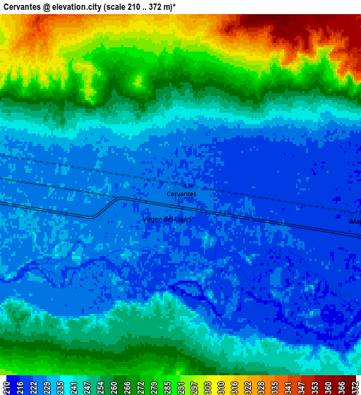 Zoom OUT 2x Cervantes, Argentina elevation map