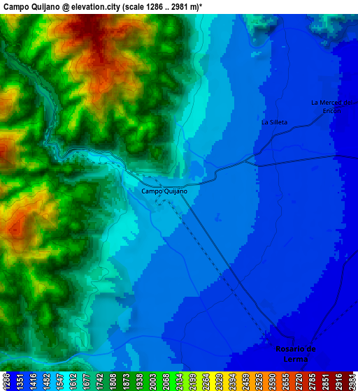 Zoom OUT 2x Campo Quijano, Argentina elevation map