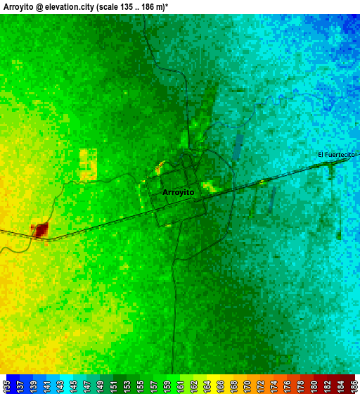 Zoom OUT 2x Arroyito, Argentina elevation map