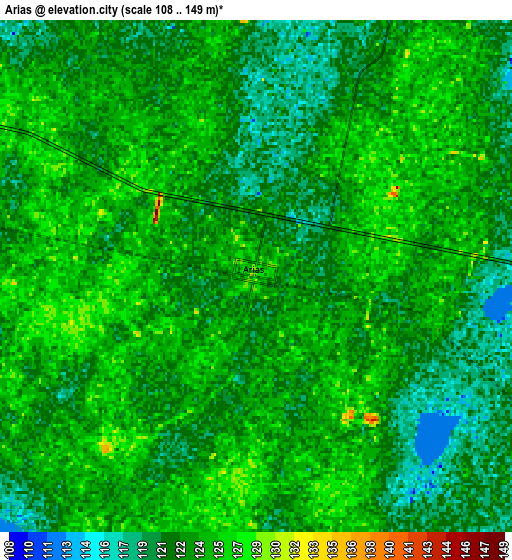 Zoom OUT 2x Arias, Argentina elevation map